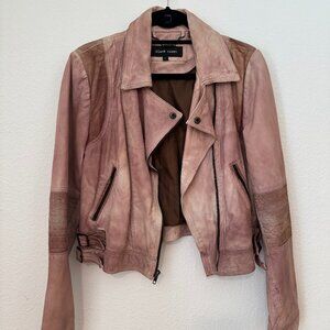 Black Rivet Blush Distressed Leather Moto Jacket